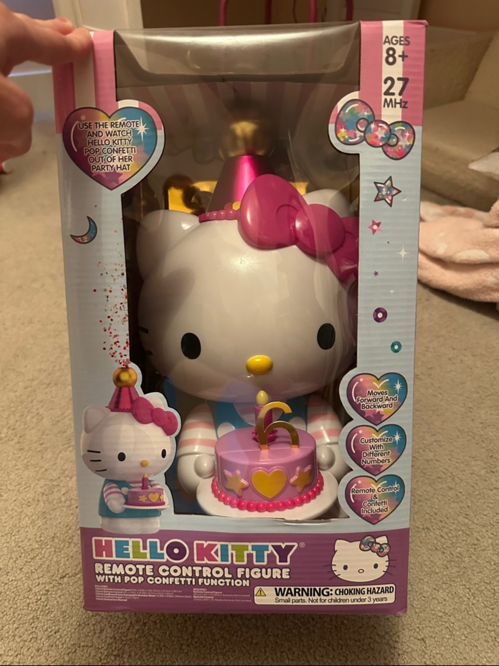 Hello Kitty Pink & White Confetti Party Figure with Cake